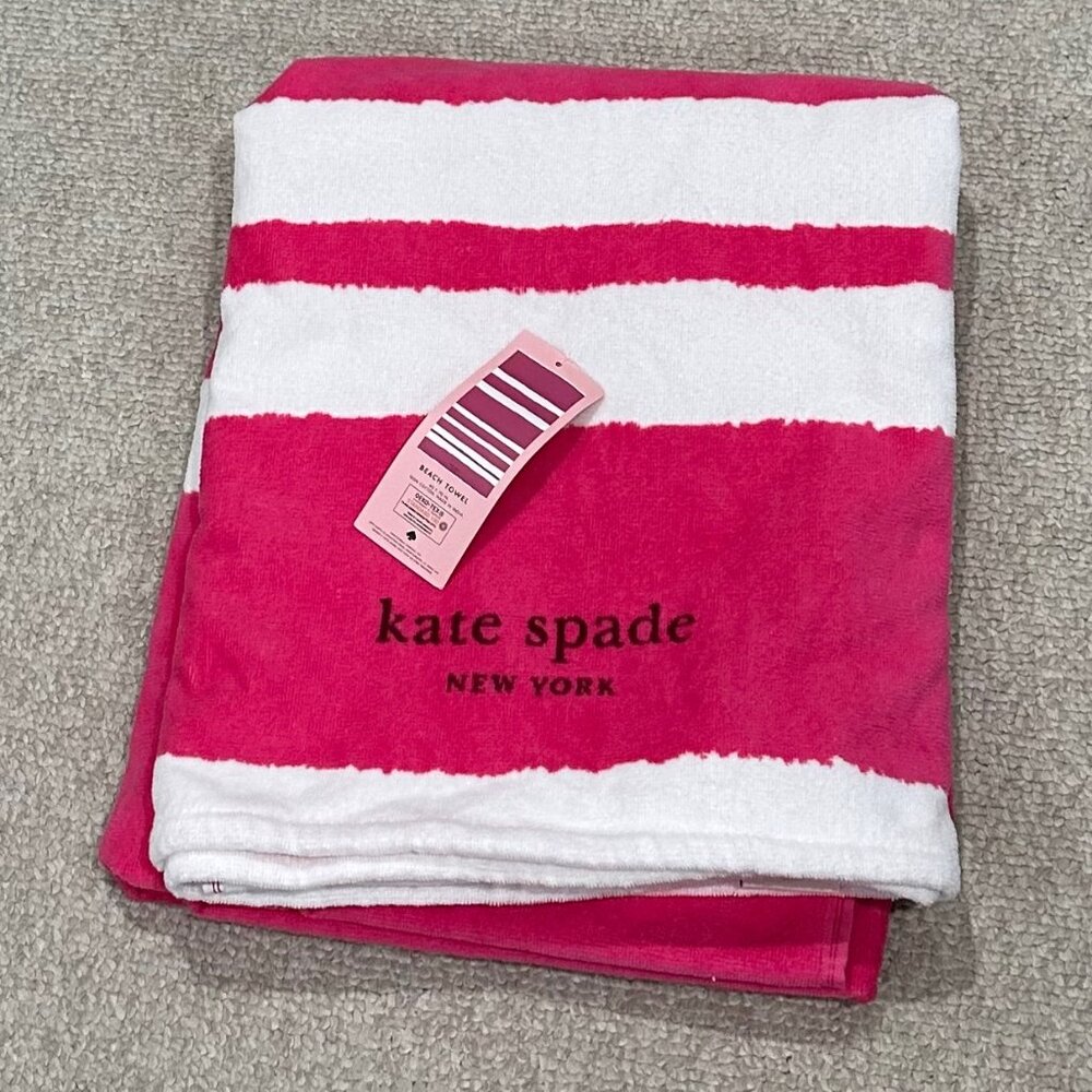 Kate Spade Beach Towel | Pink and White 40 x 70